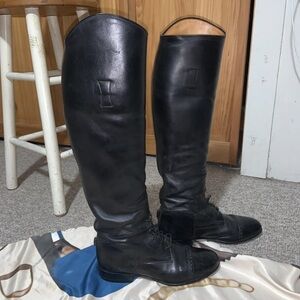 Black Leather Riding Boots E VOGEL NEW YORK SIZE 8 regular CALFSKIN field boots
